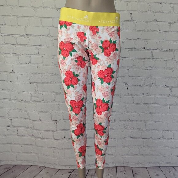 Adidas Stellasport Climalite Roses Sports Leggings AH8863 Large NEW - Picture 2 of 9